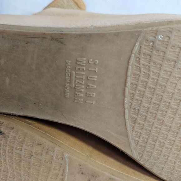 Stuart Weitzman Womens Tan Leather Wedge Sandals 10.5M - Picture 9 of 10